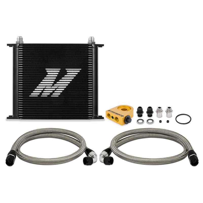 Mishimoto Universal Thermostatic Oil Cooler Kit 34-Row Black - DTX Performance