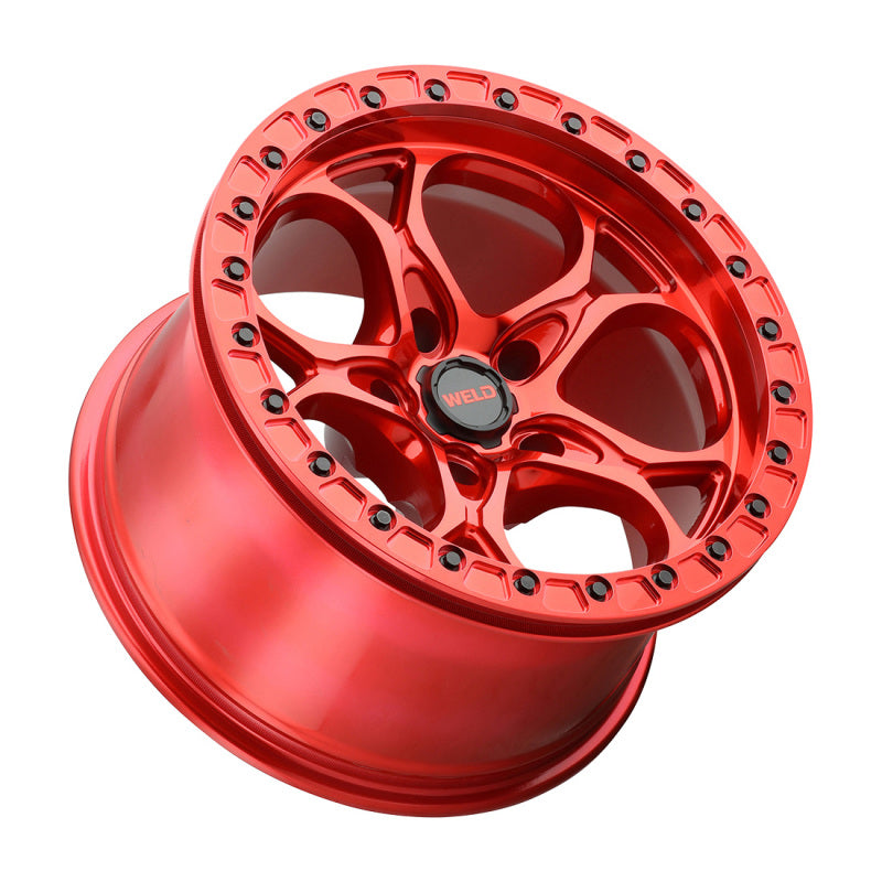 Weld Off-Road W906 17X9 Ledge Beadlock 5X127 ET-12 BS4.50 Candy Red / Red Ring 71.5 - DTX Performance