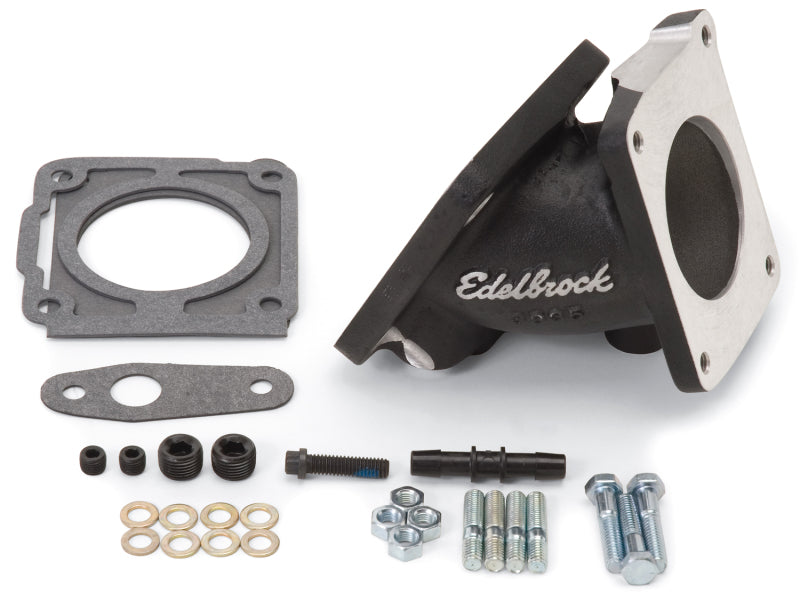 Edelbrock EFI Throttle Body Adaptor (Elbow) Ford Mustang 94-95 w/ Black Mini Texture Powder Coat - DTX Performance