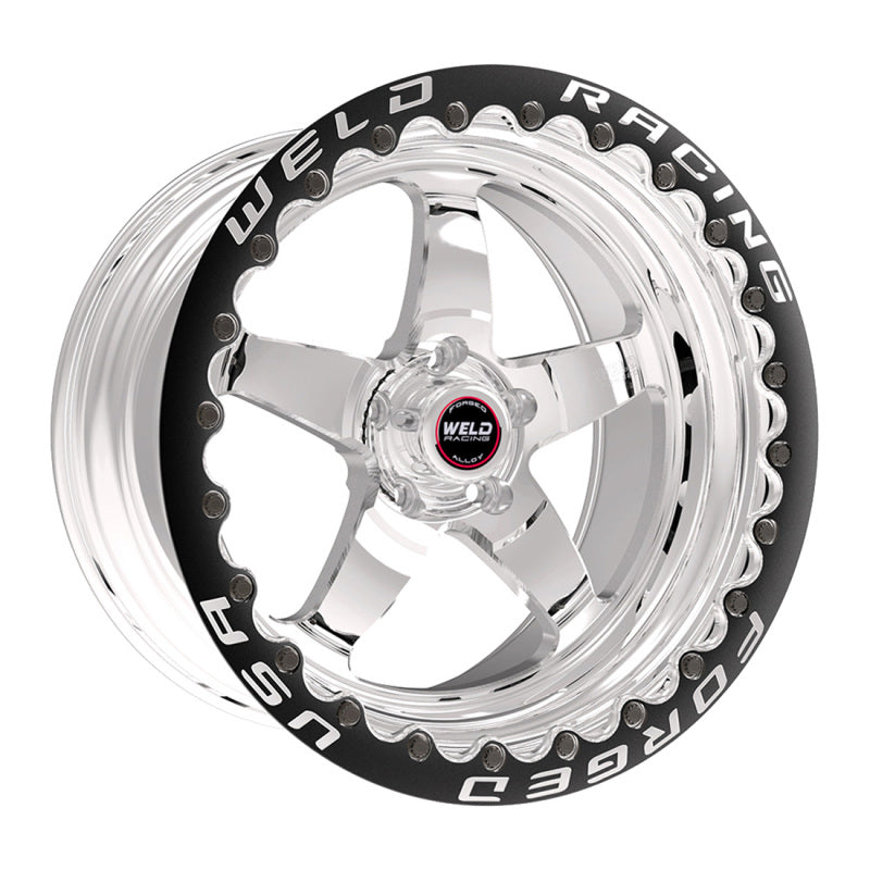 Weld S71 17x12 / 5x4.5 BP / 3.8in. BS Polished Wheel (Medium Pad) - Black Single Beadlock MT - DTX Performance