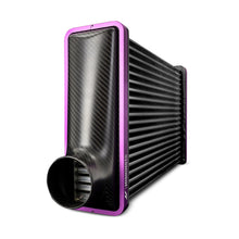 Load image into Gallery viewer, Mishimoto Universal Carbon Fiber Intercooler - Gloss Tanks - 450mm Black Core - C-Flow - C V-Band - DTX Performance