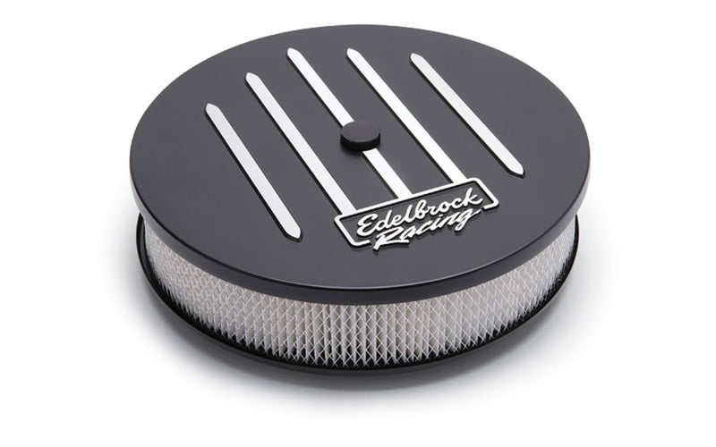 Edelbrock Air Cleaner Racing Series Round Aluminum Top Cloth Element 14In Dia X 3 125In Dropped Base - DTX Performance