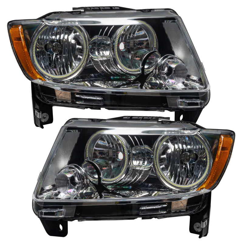 Oracle 11-13 Jeep Grand Cherokee Pre-Assembled Halo Headlights (Non HID) Chrome - Red - DTX Performance