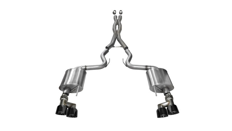 Corsa 15-16 Ford Mustang GT 5.0 3in Cat Back Exhaust Black Quad Tips (Sport) - DTX Performance