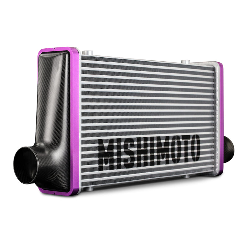 Mishimoto Universal Carbon Fiber Intercooler - Matte Tanks - 525mm Black Core - C-Flow - P V-Band - DTX Performance