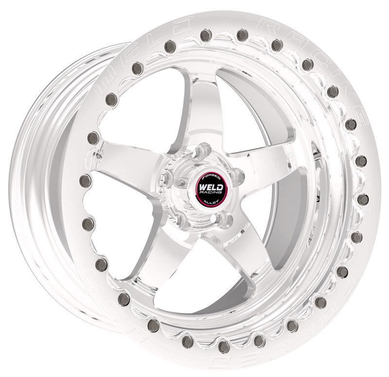 Weld S71 17x11 / 5x4.75 BP / 6.4in. BS Polished Wheel (Low Pad) - Polished Single Beadlock MT - DTX Performance