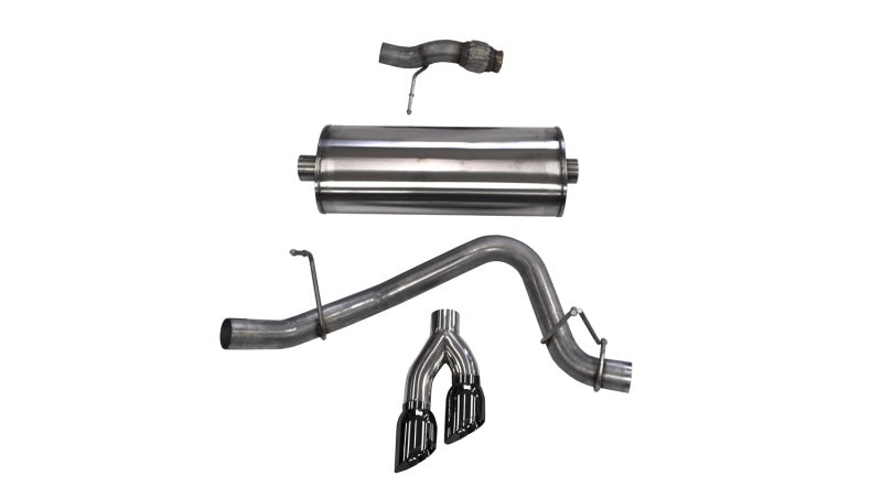 Corsa Cat Back Exhaust, Sport, 3in, Single Side Twin Black 4in Tips, 2015 Chevy Tahoe/GMC Yukon - DTX Performance