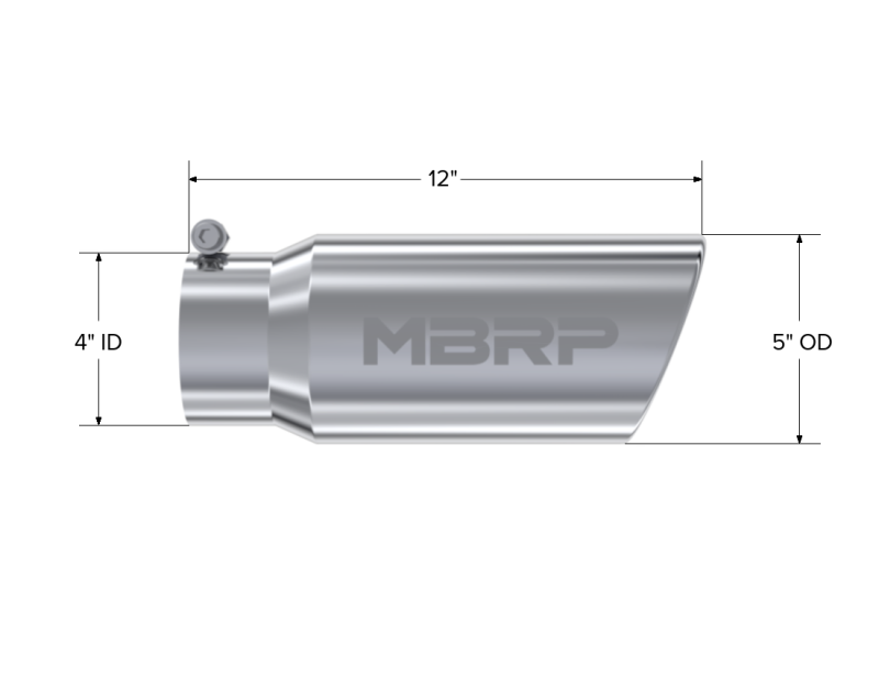 MBRP Universal Tip 5 O.D. Angled Rolled End 4 inlet 12 length - DTX Performance