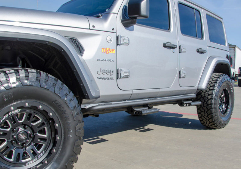 N-Fab RKR Step System 2019 Jeep Wrangler JT 4 Door Truck Full Length - Tex. Black - 1.75in - DTX Performance