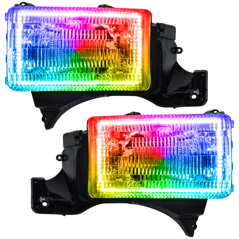 Oracle 94-02 Dodge Ram Pre-Assembled Halo Headlights - ColorSHIFT w/ 2.0 Controller - DTX Performance