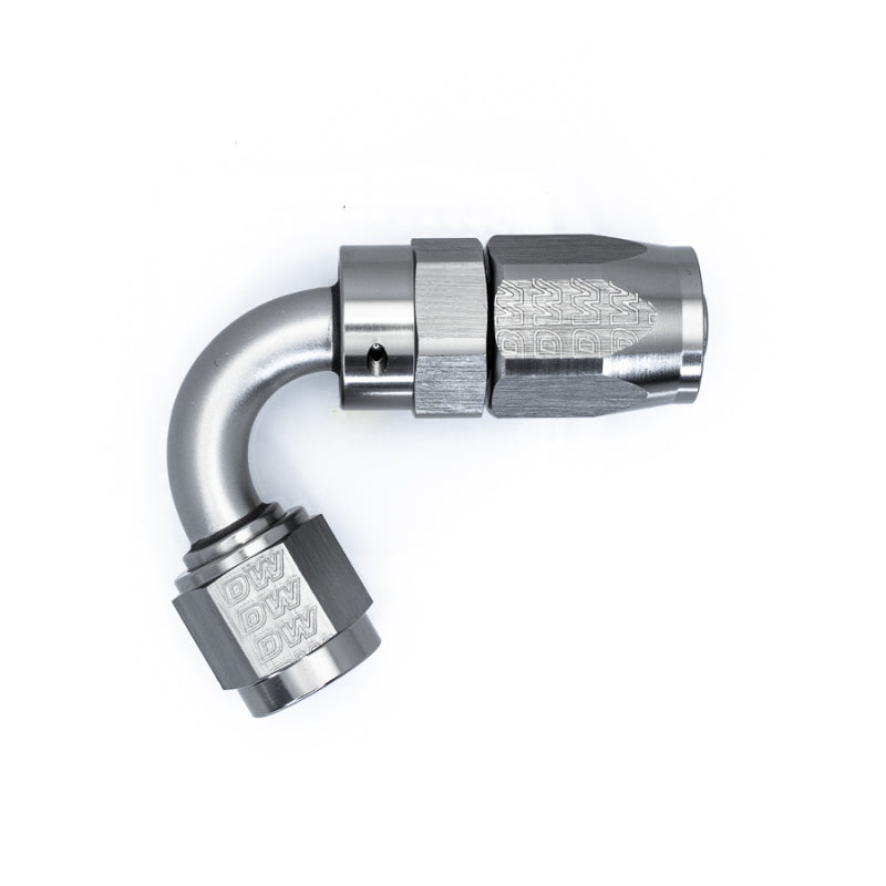 DeatschWerks 6AN Female Swivel 120-Degree Hose End CPE - Anodized DW Titanium - DTX Performance