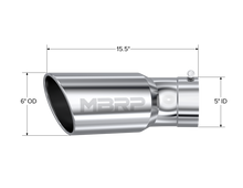 Load image into Gallery viewer, MBRP Universal Tip 6in OD 5in Inlet 15.5in Length 30 Deg Bend Angled Rolled End T304 - DTX Performance