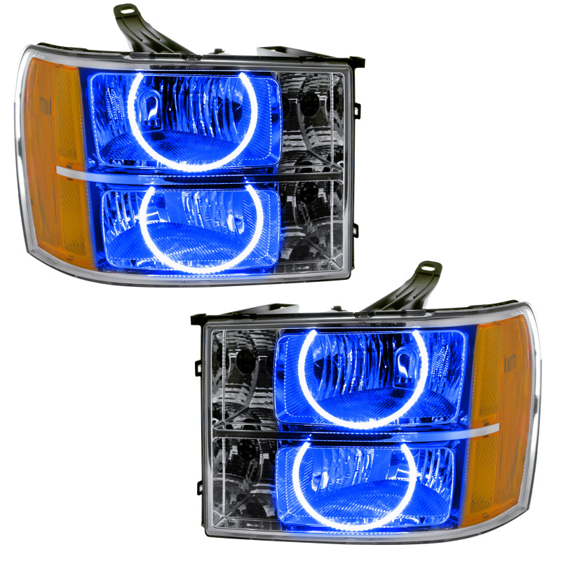 Oracle Lighting 07-13 GMC Sierra Pre-Assembled LED Halo Headlights - (Round Ring Design) -Blue - DTX Performance