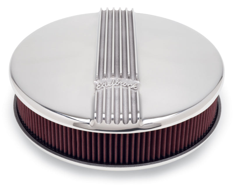 Edelbrock Air Cleaner Classic Series Round Aluminum Top Cloth Element 14In Dia X 3 9In Polished - DTX Performance