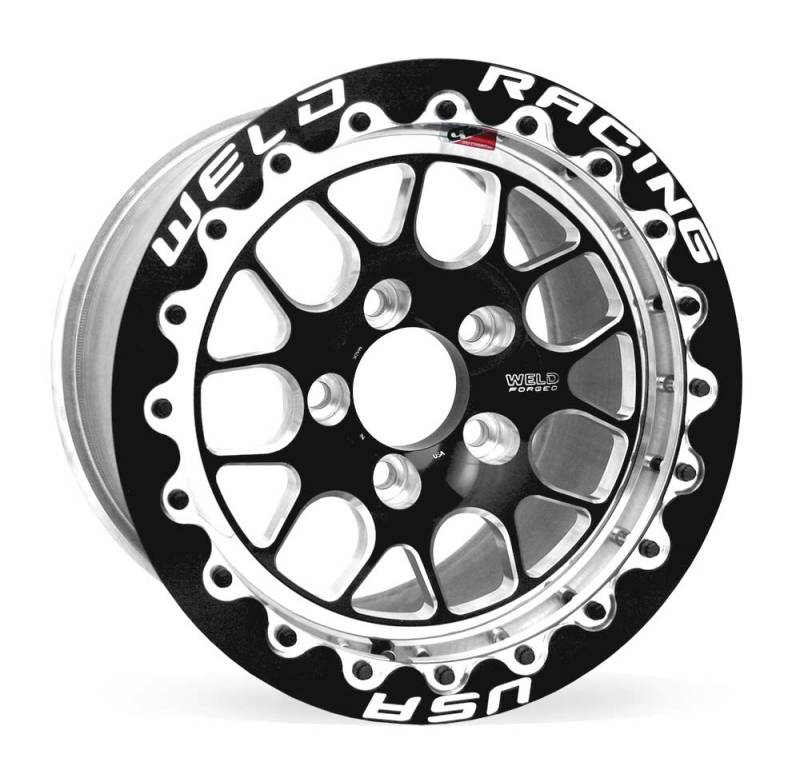 Weld S77 15x9.33 / 5x4.5 BP / 6.5in. BS Black Wheel (Medium Pad) - Black Single Beadlock MT - DTX Performance