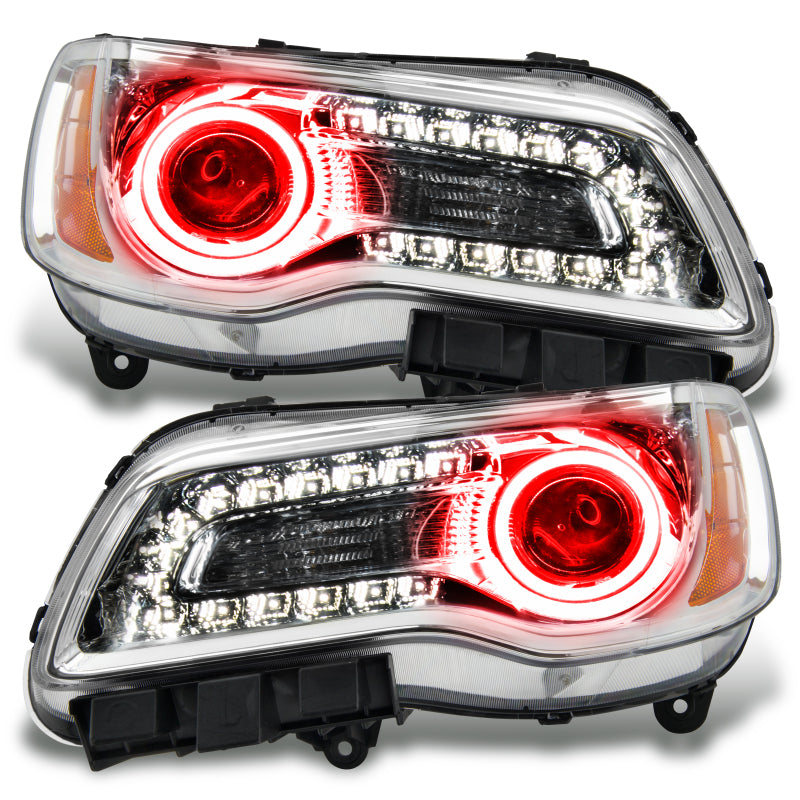 Oracle 11-14 Chrysler 300C NON HID LED Halo Headlights Chrome Housing - Red - DTX Performance