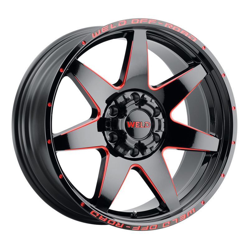 Weld Off-Road W110 20X10 Retaliate 6X135 6X139.7 ET13 BS6.00 Gloss Black MIL Red 106.1 - DTX Performance