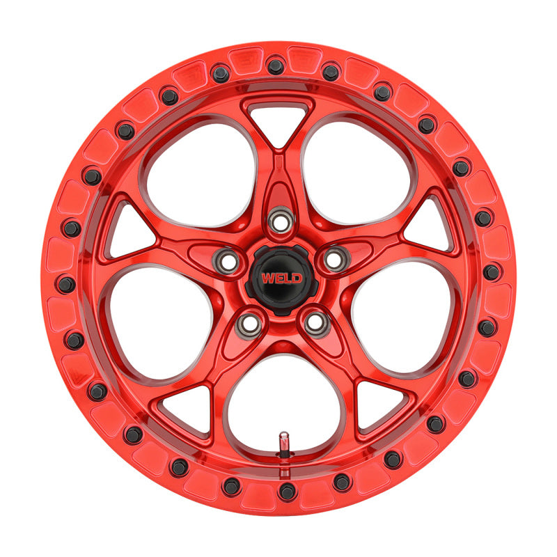 Weld Off-Road W906 17X9 Ledge Beadlock 5X127 ET-12 BS4.50 Candy Red / Red Ring 71.5 - DTX Performance