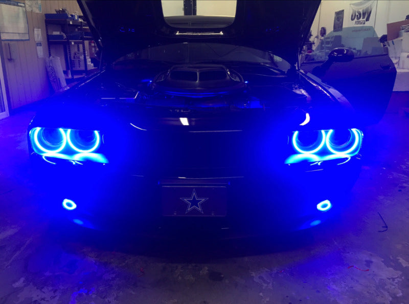 Oracle 15-21 Dodge Challenger Waterproof LED Fog Light Halo Kit - ColorSHIFT - DTX Performance