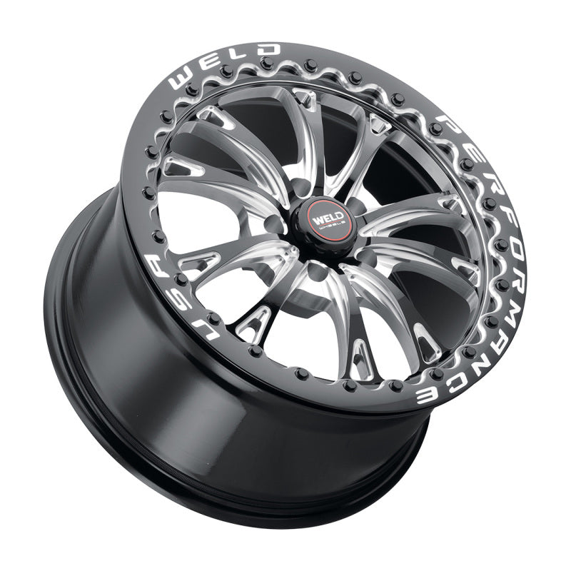 Weld Belmont Beadlock 18x12 / 5x120.65 BP / ET55 BS8.7 Gloss BLK MIL DIA 78.1 - DTX Performance