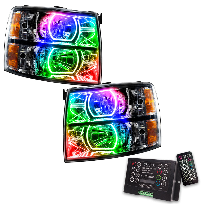 Oracle 07-13 Chevy Silverado SMD HL - Black - Square Style - ColorSHIFT w/ 2.0 Controller - DTX Performance